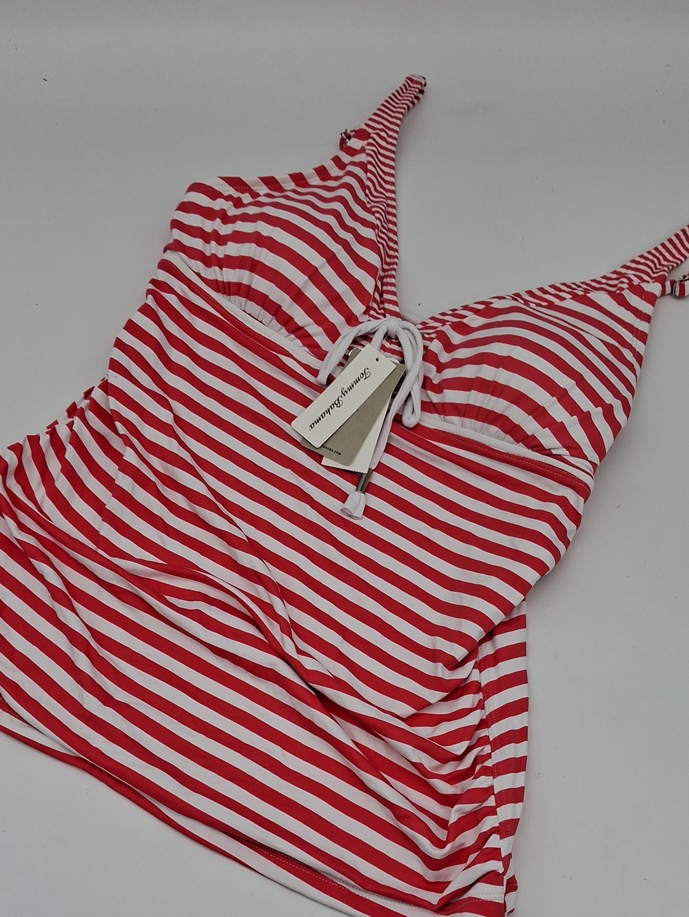 Tommy Bahama Breaker Bay Stripe Lace-Up Tankini Top Coral Coast M